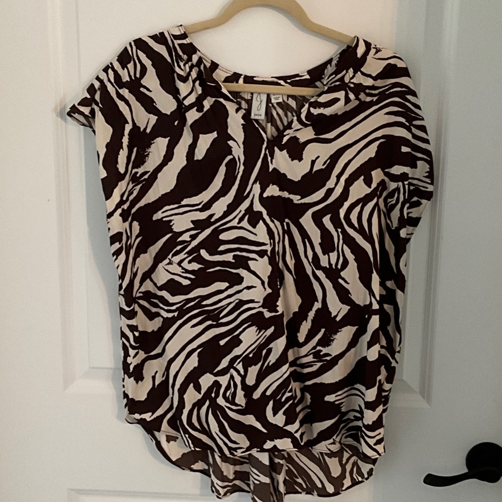 Joie Black and Cream Zebra Print Blouse